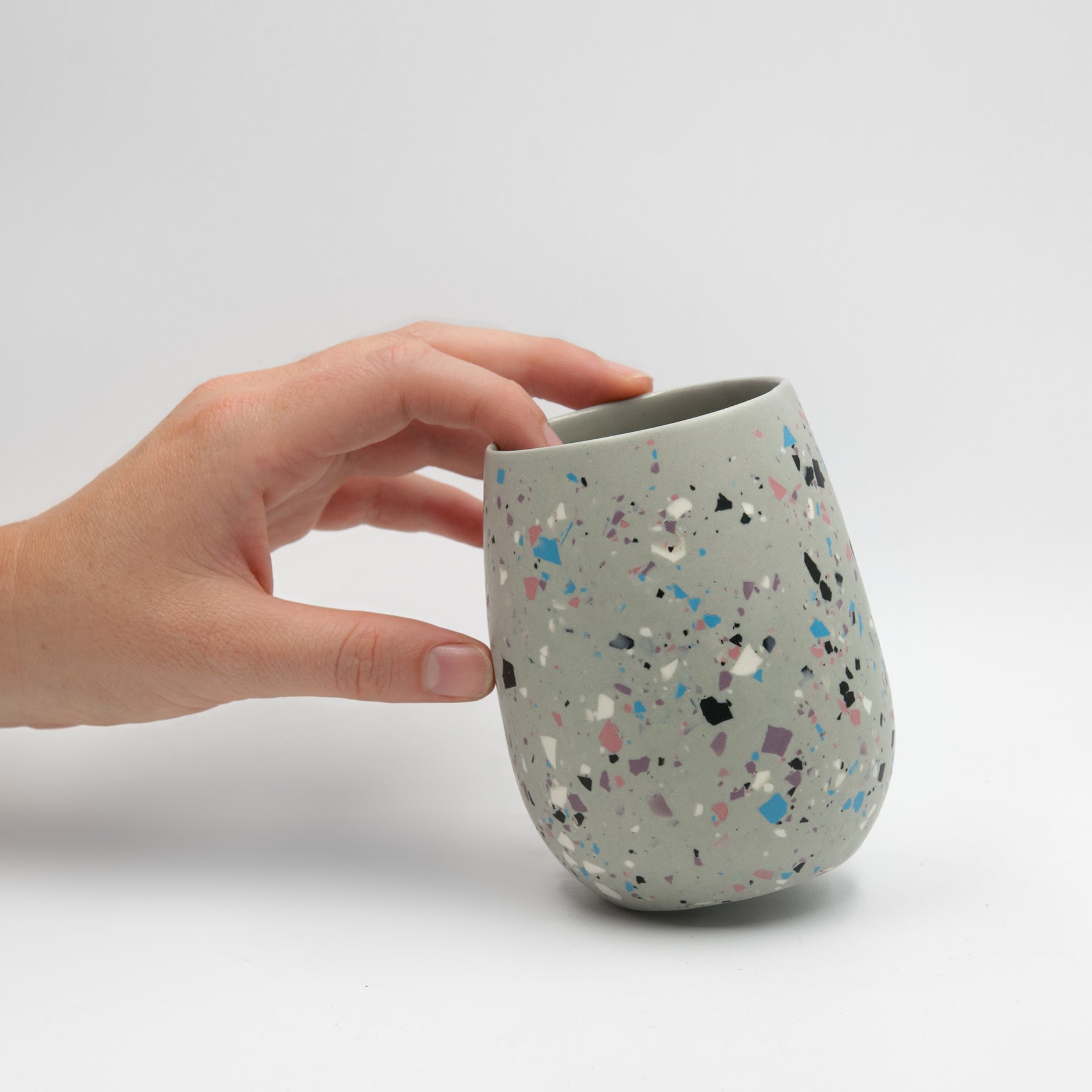 Terrazzo wide-belly cup, city